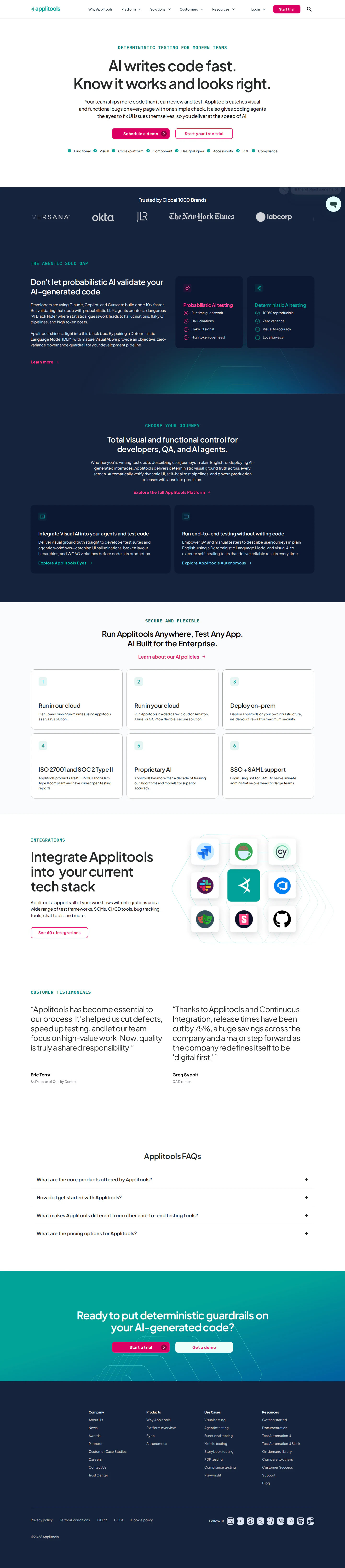 applitools.com Landing Page