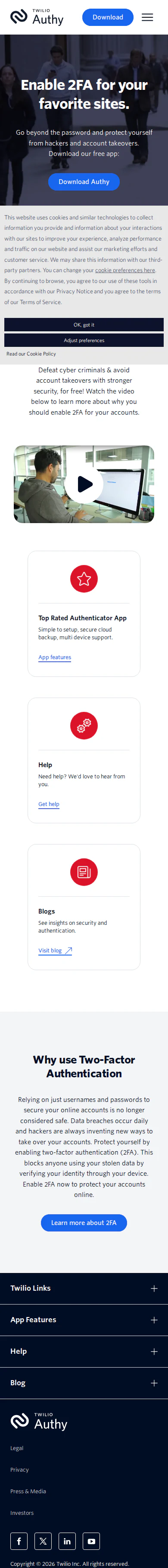 Click to zoom in fullscreen authy.com Mobile View